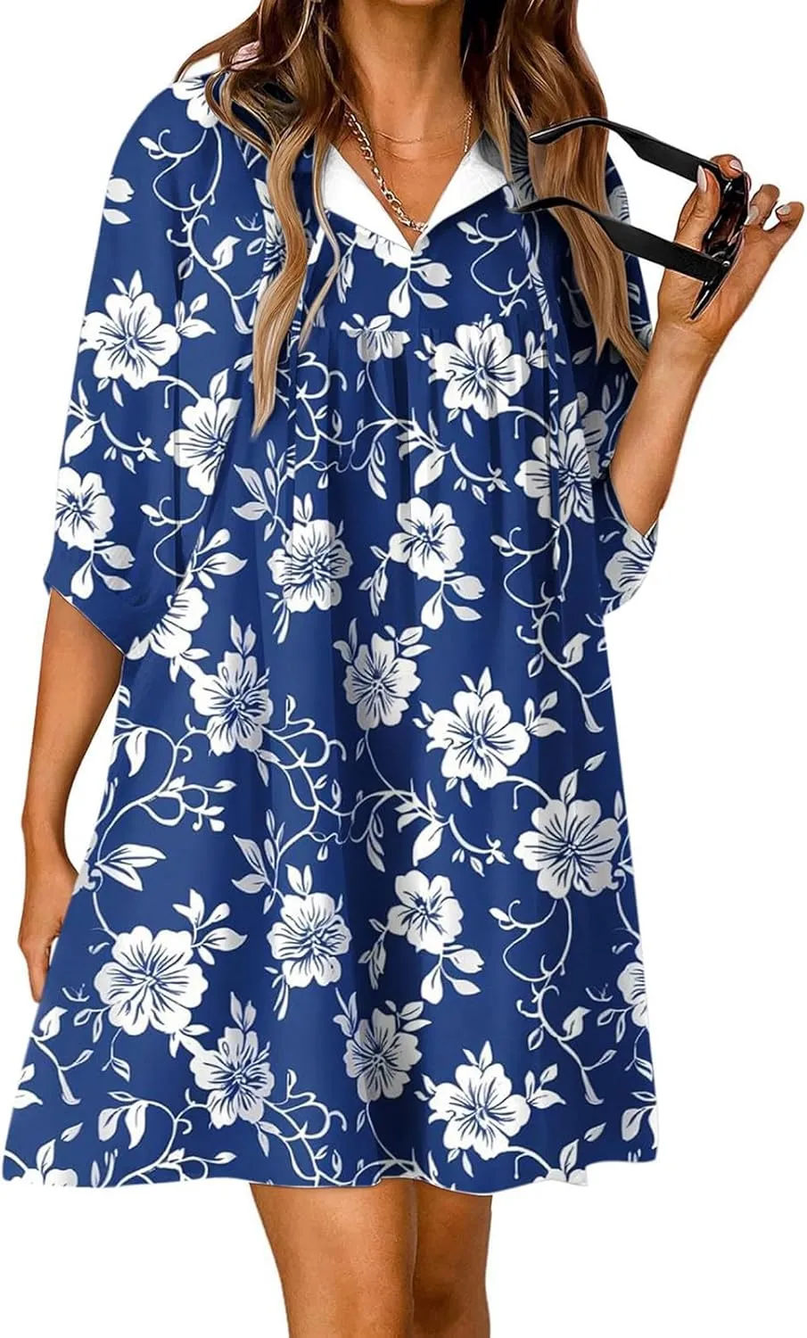 Womens Summer Dresses Boho Floral Drawstring V Neck Lantern Sleeve Mini Dress 2025 Casual Beach Sundress