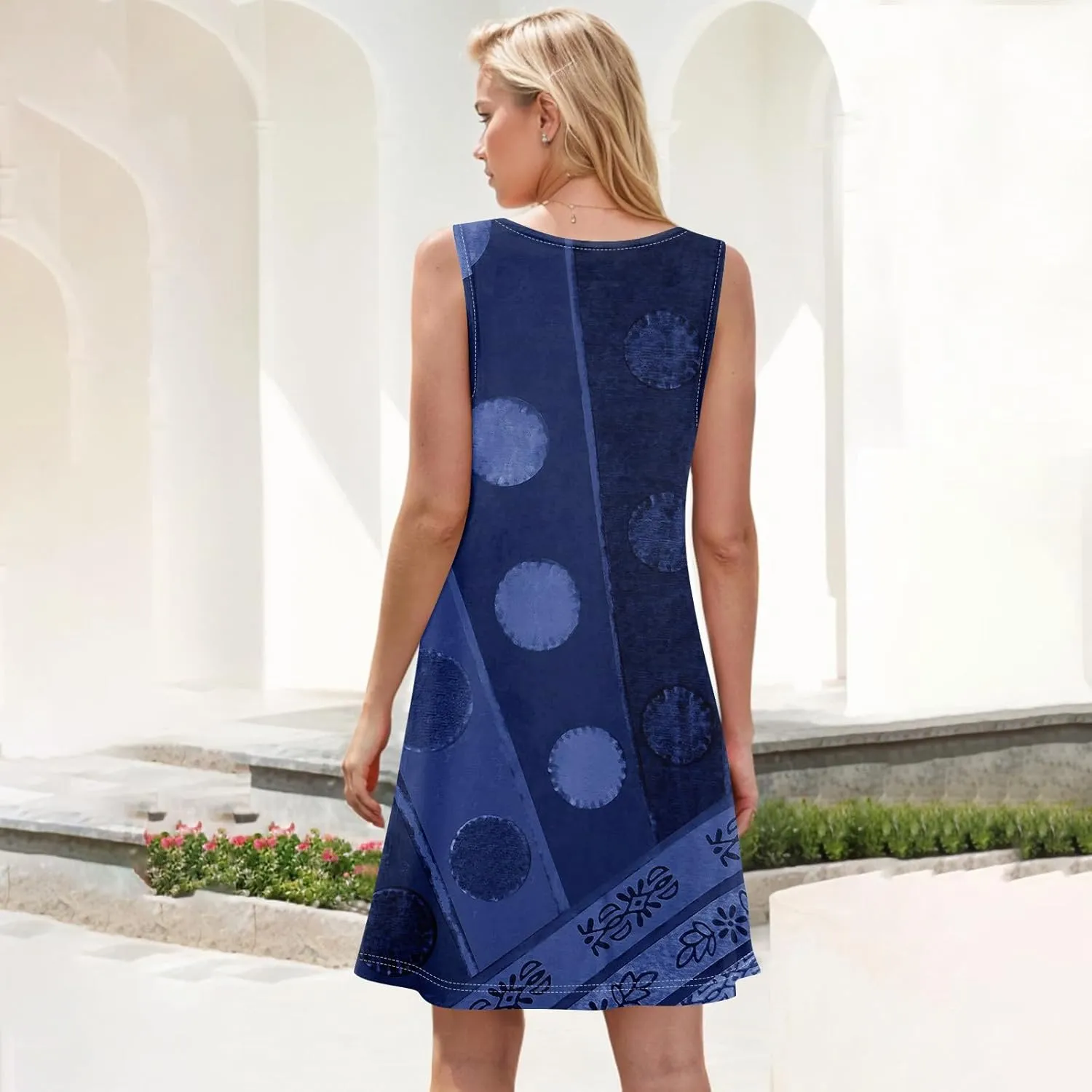 Womens Sundresses Short Tank Dress Spring Casual Dresses Cover Up Sleeveless Beach Flowy Dress Summer with Pocket
