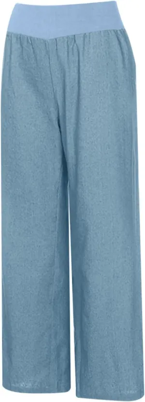 Womens Wide Leg Faux Denim Jeans Stretchy Pull On Baggy High Waisted Trendy Jeans Straight Casual Pants