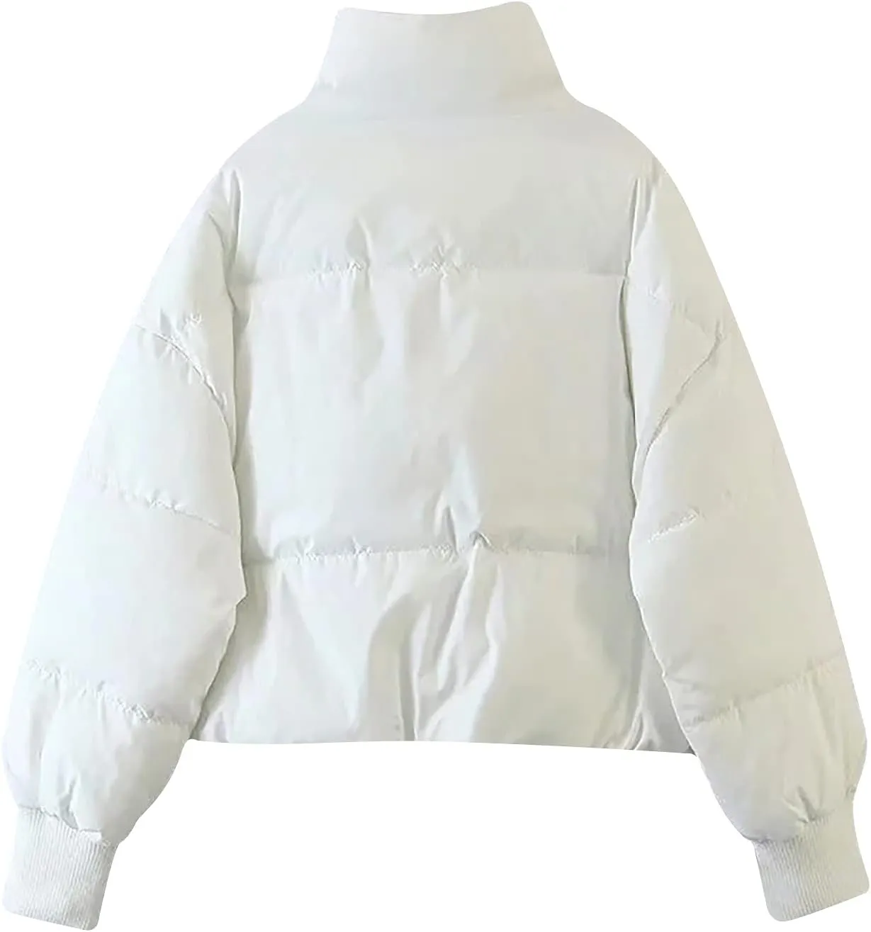 Womens Winter Cropped Puffer Jacket Coat Short Warm Quilted Jacket Zip Up Down Jackets Cozy Outerwear Padded Coat