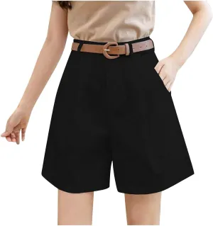 Xiaojmake Women Summer Bermuda Short Dressy Casual Elastic Waist Wide Leg Suit Tailored Dress Shorts Comfy Elegant Work Short