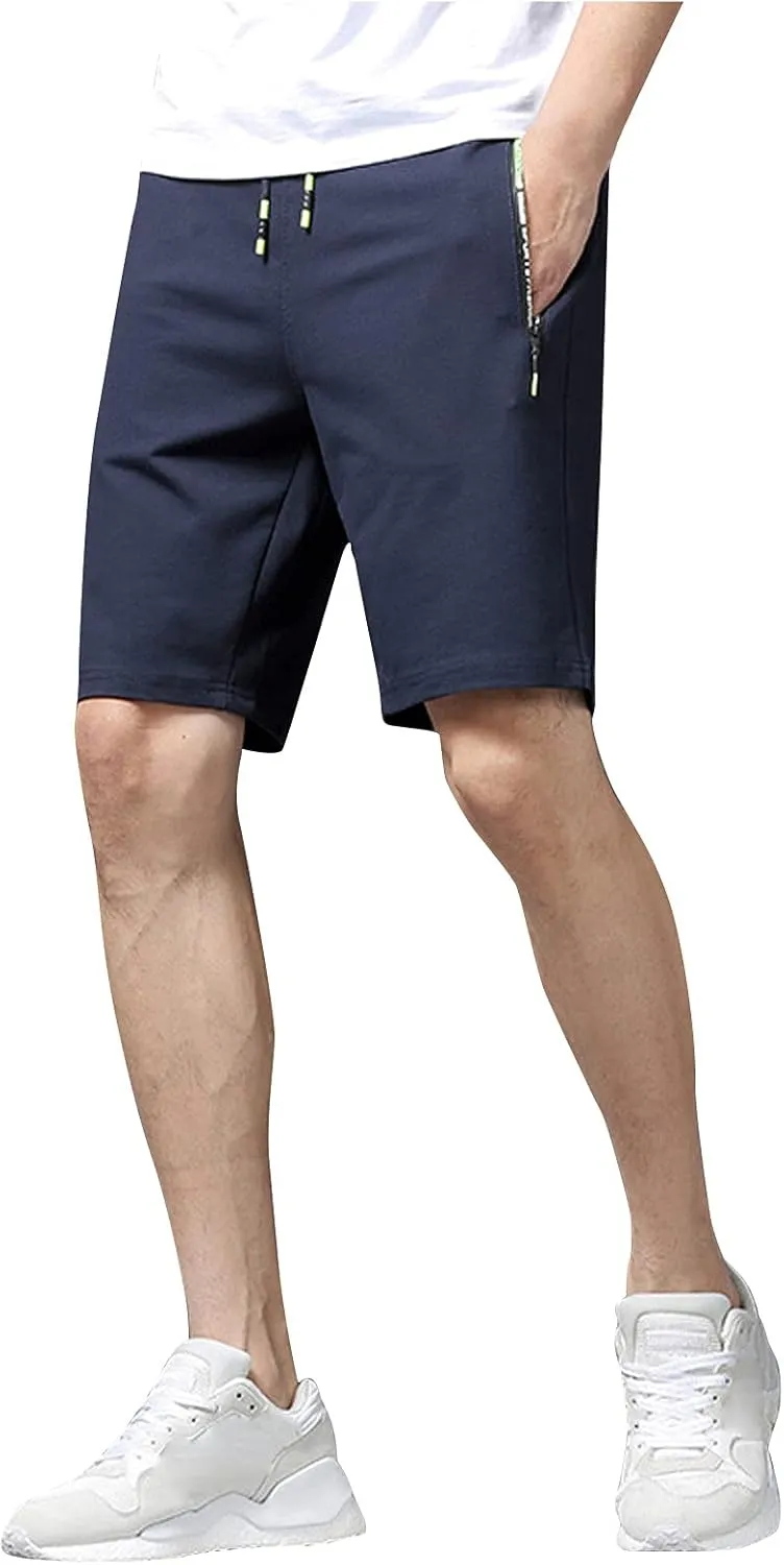 Ymosrh Men's Shorts Casual Quick Dry Lightweight Athletic Training Running Gym Workout Shorts with Zipper Pockets