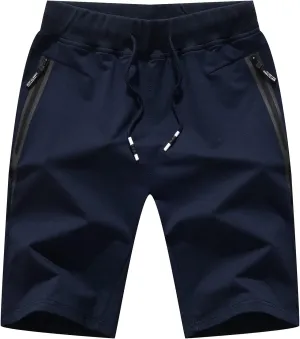 Ymosrh Men's Shorts Casual Quick Dry Lightweight Athletic Training Running Gym Workout Shorts with Zipper Pockets