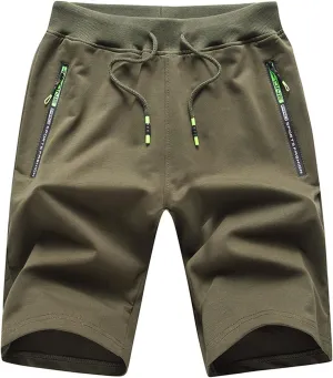 Ymosrh Men's Shorts Casual Quick Dry Lightweight Athletic Training Running Gym Workout Shorts with Zipper Pockets